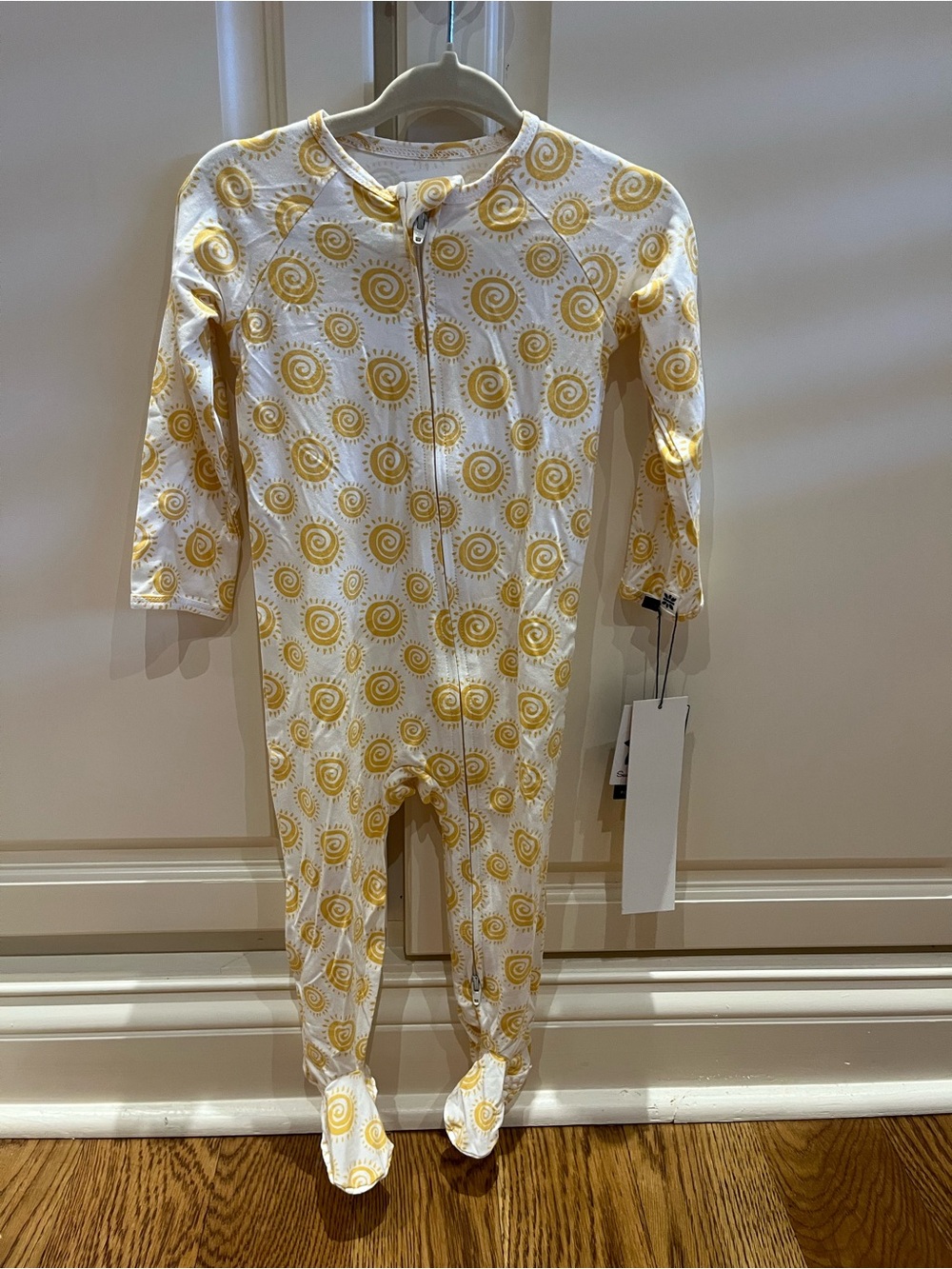 Yellow Spiral Print Footed One-Piece Pajama (Kids)